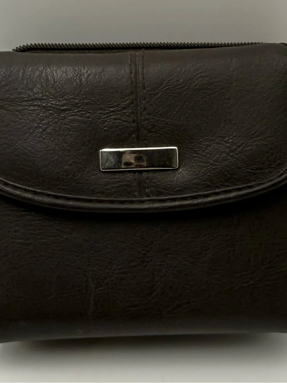 Women's Black Leather Wallet with Silver Detail
